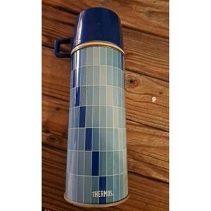 Vintage 1970s Metal King-Seeley Thermos Co 2410H Two-Tone Blue 13" Metal Thermos